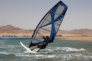 Windsurfing in Dahab. Egypt, Red Sea.