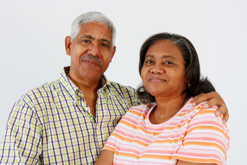 Senior Minority Couple Set On A White Background
