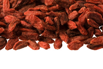 dried Tibetan goji berries on white background
