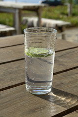 Glass of soda with a lime slice
