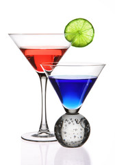 Drinks with lime isolated on white