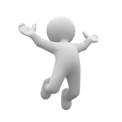 3d human happy jump in air