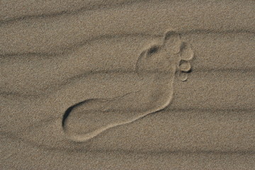 Fototapeta na wymiar Fussabdruck im Sand - USA
