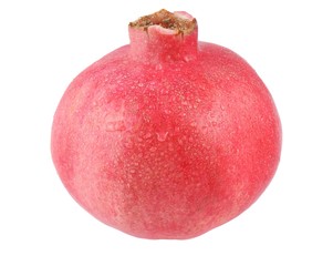 Pomegranate with water drops isolated on white