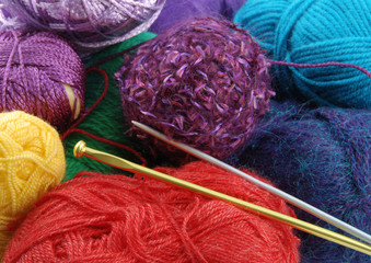 Background made of many colorful knitting balls