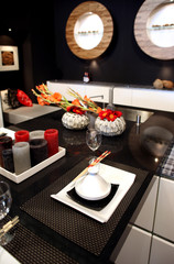 decoration in east style on modern kitchen..