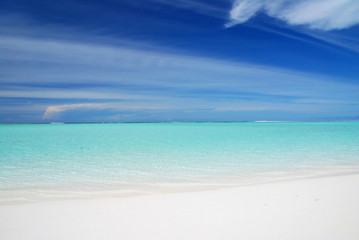 Beautiful crystal clear Maldivian sea and a blue sky