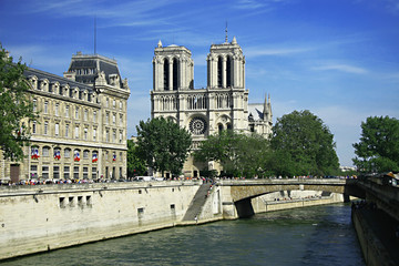 Fototapeta na wymiar Katedra Notre Dame w pobliżu Seine