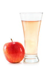 apple and  glass isolated on white