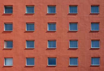 Wall with windows and a lot of curtains