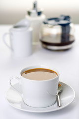 a cup of Espresso coffee isolated over white
