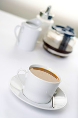 a cup of Espresso coffee isolated over white
