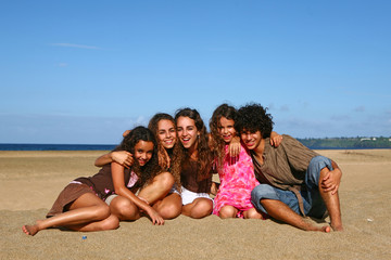 Siblings Enjoying Themselves on the Beach