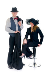 Handsome young male and female musicians, performers