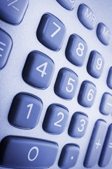 Close Up of Calculator Keys in Blue Tone