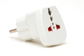 Electrical pin adapter on white background