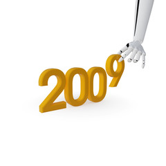 Robotic hand making number 2009.