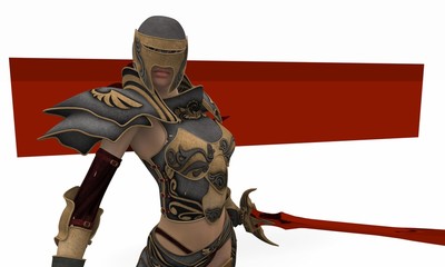 Obraz premium warrior woman with banner