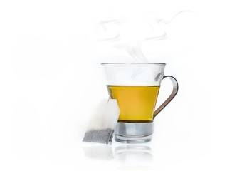 Cup of peppermint tea,isolated on white