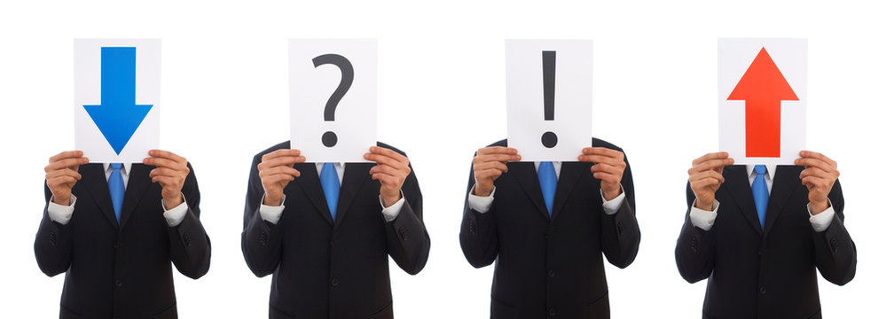 businessman with question mark sign on white background