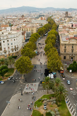 Las Rambla street view, Barcelona, Spain