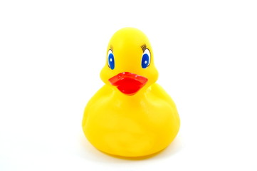 isolated toy rubber duck for playing in the bathroom