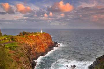 Peel and stick wall murals Lighthouse Kilauea lighthouse on Kauai in early morning sunlight