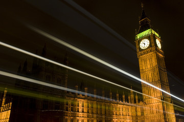 Westminster Tower/Big Ben in London, UK at night