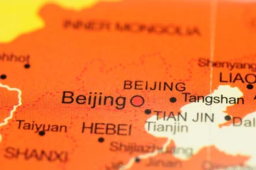 Foto op Plexiglas Closeup of Beijing, China on map © Norman Chan