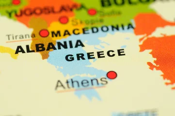 Gordijnen Close up of Greece on map © Norman Chan
