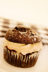 Delicious Cream Filled Chocolate Muffin.