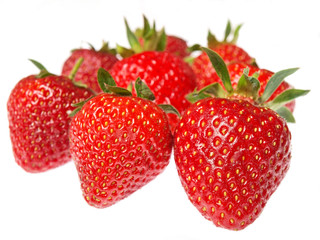 Fresh and tasty strawberries isolated on white background