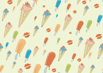 cool hand-drawn ice creams in different colors