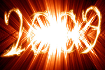 new year card with fiery numbers on it