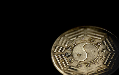 The Chinese silver coin with Bagua and Hexagrams