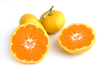 Juicy tangerines on white background