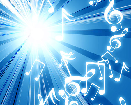 music notes on a soft blue background