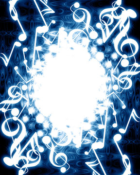 music notes on a dark blue background