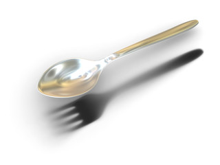 fork and spoon on white background