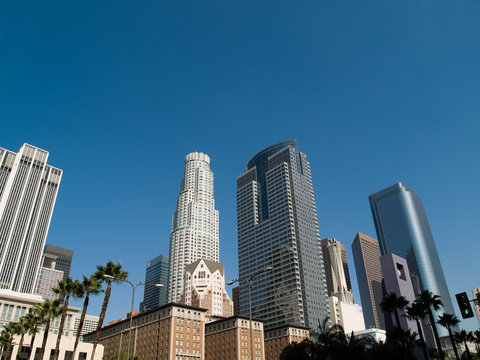 Los Angeles downtown area skyscrapers daytime