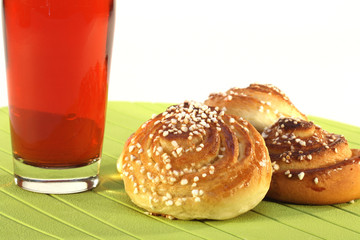 Sweet buns and fresh strawberry lemonade