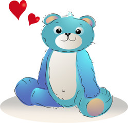 Süßer blauer Teddybär mit Herz