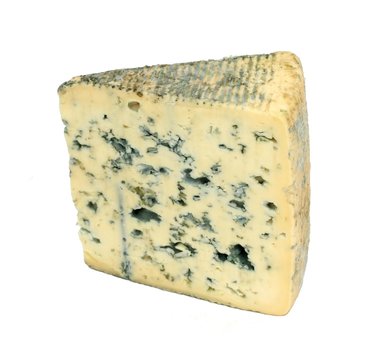 Slice of french musty cheese - Bleu d'auvergne variety