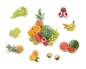 Fresh fruits isolated on a white background