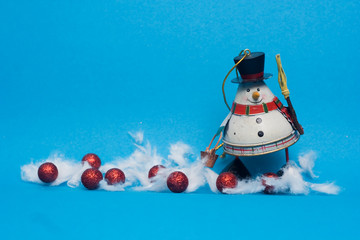 christmas decoration - snowman against the blue background