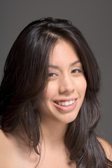 Beauty portrait of Latina woman with long hair