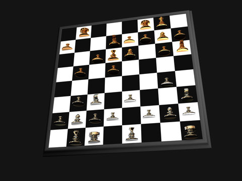 Chess board on black background