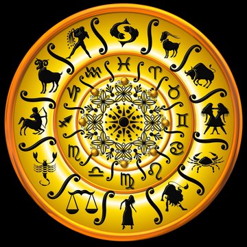 yellow zodiac disc