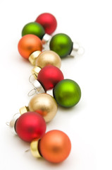 colorful christmas balls on white background