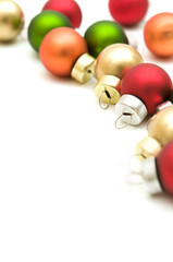 colorful christmas balls on white background